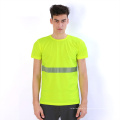 T-shirt respirant fluorescent jaune respirant avec bande réfléchissante